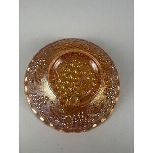 Antique Imperial Glass‎ Marigold 7" Carnival Glass Grape & Cable Leaf Bowl
